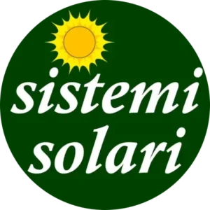 sistemisolari-com.preview-domain.com immagine di pannelli fotovoltaici su sfondo verde con pioggia di monete che simulano guadagni logo sistemisolari.com